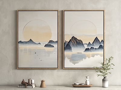 New Chinese Hanging Painting Landscape Painting Decorative Painting 3d model