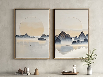 New Chinese Hanging Painting Landscape Painting Decorative Painting 3d model