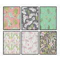 Tech Exhibition Hall Displaying Vibrant Tropical Plant And Flamingo Fabric Patterns