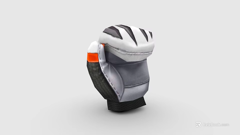 Gray And White Protective Sports Gear With Black Padded Layers And Orange Accents 3d model 