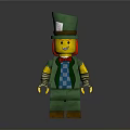 Colorful Lego Minifigure With Green Tall Hat Blue Checkered Vest And Red Bow Tie