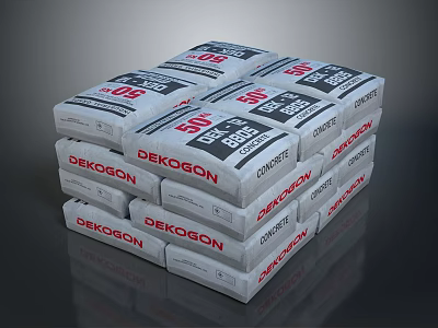 Dekoron 50kg Great Concrete Bags Neatly Stacked For Home Use 3d model