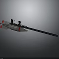 Aerospace Rocket Model With White Body Red Stripes And Long Black Component