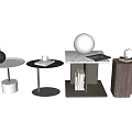 Modern Side Tables with Vase Cup Lamp Magazines and Sphere Decor 3d model
