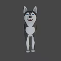 3D Rendered Husky Dog With Black And White Coat In Standing Pose On Gray Background