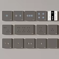 Grey Wall Switch Sockets With Different Types And Smart Display Design