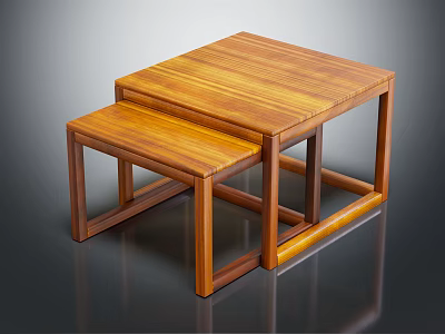 Modern Wooden Nested Tables With Smooth Surface And Sturdy Frame Structure For Home Furniture 3d model