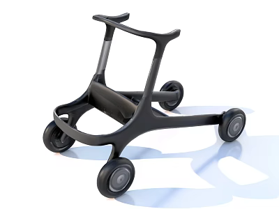 Modern Black Wheeled Walker With Unique Support Structure And Smooth Rollers 3d model