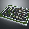 Mini Race Track Layout With Curved Lanes Green Grass And Markers