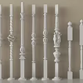 White Decorative Balusters With Intricate Carvings And Various Designs For Railings