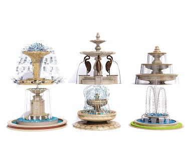 European-style fountain water fountain sketch water bowl waterscape water drop water bowl 3d model