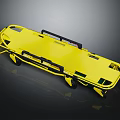 Yellow Medical Stretcher With Black Handles And Wheels For Emergency Use