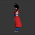 Game And Movie Character With Spiky Black Hair Red Robe Blue Sash And Blue Wristbands