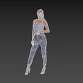 Fashionable Woman In Light Purple Tank Top Blue Jeans And High Heels Standing