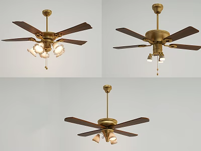 American ceiling fan lamp chandelier 3d model