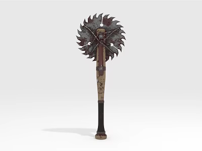 Vintage Hand Saw Equipment With Circular Serrated Blade Wooden Handle And Metal Parts 3d model