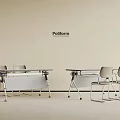 Modern Poliform Conference Table With Sleek Metal Frame And Matching Chairs