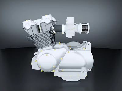 Motorcycle Engine Detailed Mechanical Structure With Cylinder Crankcase Gears And Metal Bolts 3d model