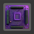 Detailed Electronic Circuit Board With Purple Green Design And Microchip Components