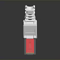 White Ethernet RJ45 Connector Plug With Transparent Red Wire Section 3d model