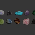Polished Colorful Gemstones With Various Colors Shiny Surfaces On