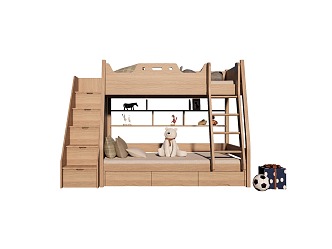 Modern Hop-up Bunk Bed Hop-down Bunk Bed Children's Bed 3d model