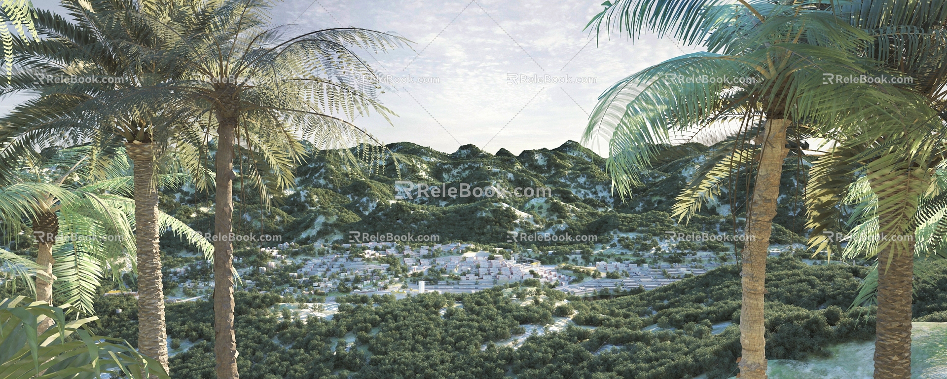 Modern Landscape City Aerial View 3d model