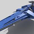 Blue Sci Fi Spaceship Model With Detailed Bridge And Weapon Systems 3d model