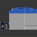 Household Electrical Appliances Featuring Blue Battery Device With Orange Knobs And Tools