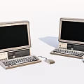 Vintage Retro Desktop Computers With Classic Monitors Keyboards And Mice 3d model