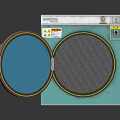 Turquoise Square Industrial Equipment with Circular Door Transparent Window Control Panel and Labels