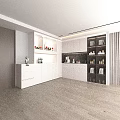 Modern Clean Interior Space With White Cabinets Window Workbench And Dark Wooden Floor