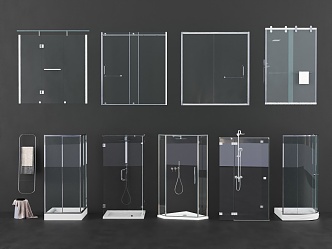 Modern shower room shower room glass door partition 3d model