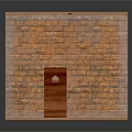 Brick Wall Room Interior With Metal Shelf Red Chair Desk Bed Carpet And Suitcases