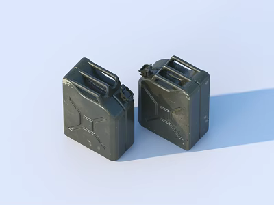 Two Black Durable Jerry Cans With Handle For Household Storage Supplies 3d model