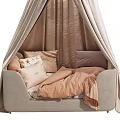 Cozy Children's Bed With Soft Pink Frilled Canopy And Decorative Pillows