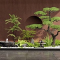 New Chinese Style Courtyard Sketches Indoor Landscape Plants Landscaping Plants Combination Water Pot Flowers Pine Tree Bryophytes Heap 3d model