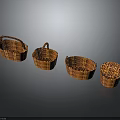 Handwoven Wicker Baskets Set of Four Different Shapes for Home Storage Organizers