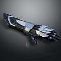 Black and Silver Mechanical Claw With Sharp Parts And Geometric Patterns On Dark Background 3d model