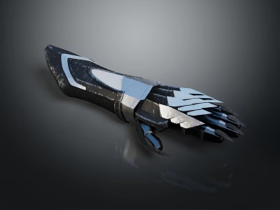 Black and Silver Mechanical Claw With Sharp Parts And Geometric Patterns On Dark Background 3d model