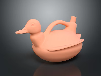 Cute Duck Shaped Pink Ceramic Storage Furniture With Handle And Lid Design 3d model