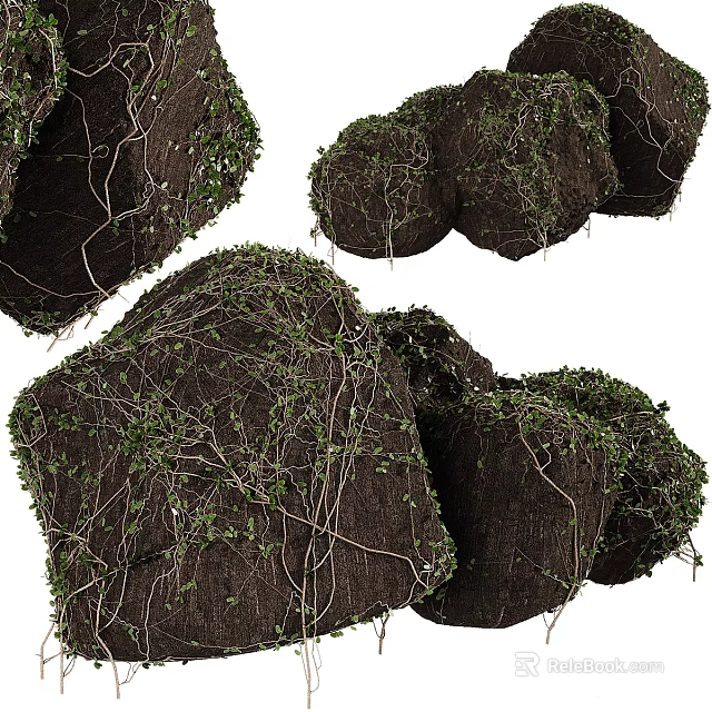 Bonsai Potted Plant with Exposed Roots Lush Green Vines and Natural Soil for Home Decor 3d model 