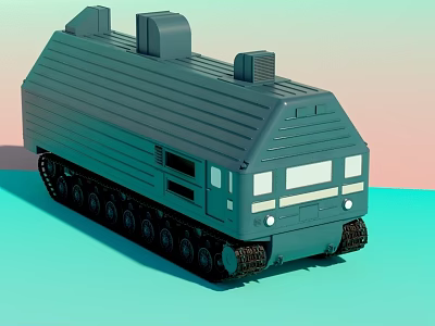 Green Tracked Train Toy Model With Detailed Exterior And Track Wheels 3d model