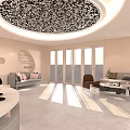 Modern Beauty and Hair Salon Interior With Reception Area Comfortable Sofas And Decorative Ceiling