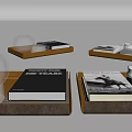 Stylish Decorative Ornament Set With Wooden Trays Books Metal Spheres And Glass Accessories