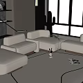Modern Sofa Coffee Table Combination Cream Sofa Combination 3d model