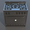 Modern Stainless Steel Gas Stove With Oven Multiple Burners And Control Knobs 3d model