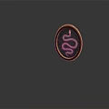 Elegant Oval Wall Decor with Golden Border and Silver Snake Design on Dark Background