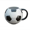 Soccer Ball Shaped Mug With Black And White Pattern And Comfortable Handle 3d model