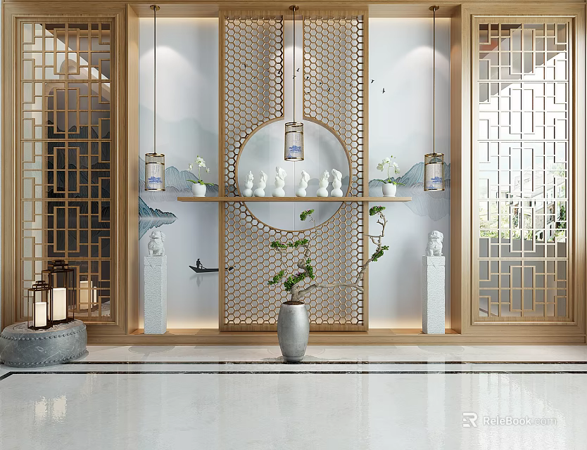 Modern Open Kitchen Interior Design With Island Counter And Appliances 3d model